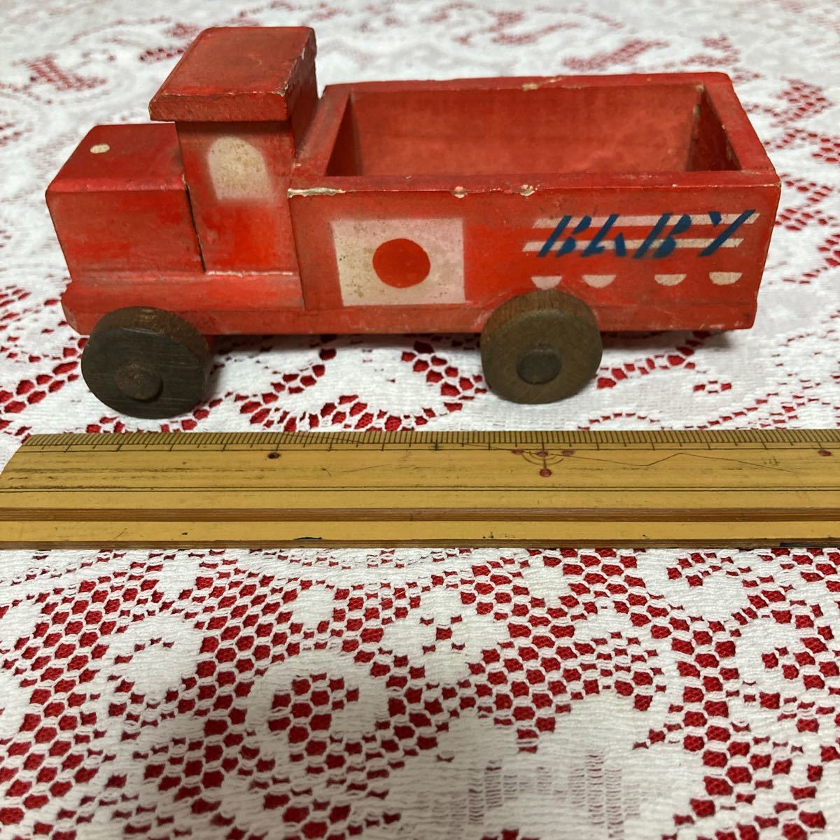 昭和レトロ　木のおもちゃ　トラック　日の丸　昭和30年代_画像6