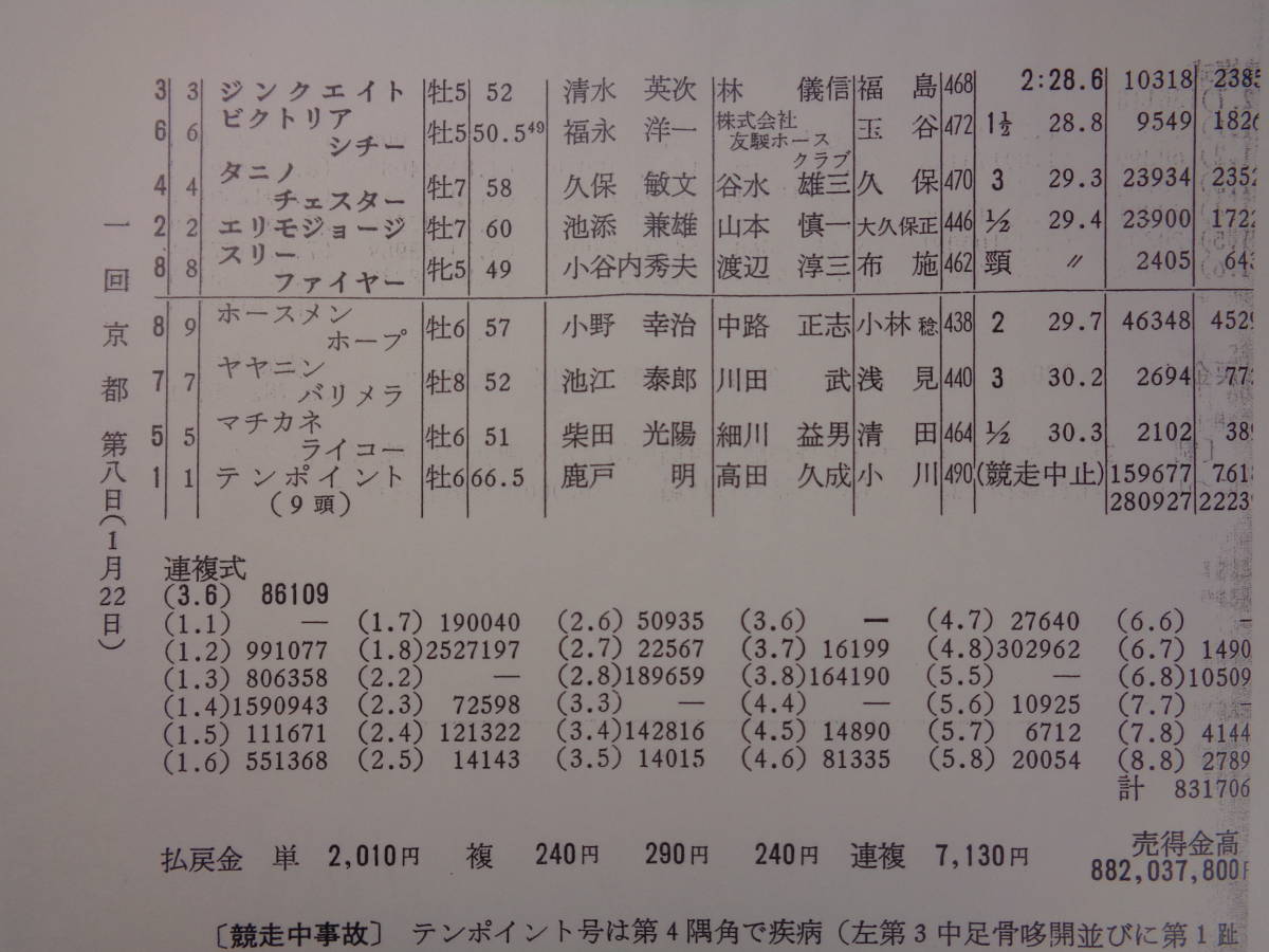 テンポイント昭和５３年日経新春杯　流星テンポイント最後のレース現地購入_画像7