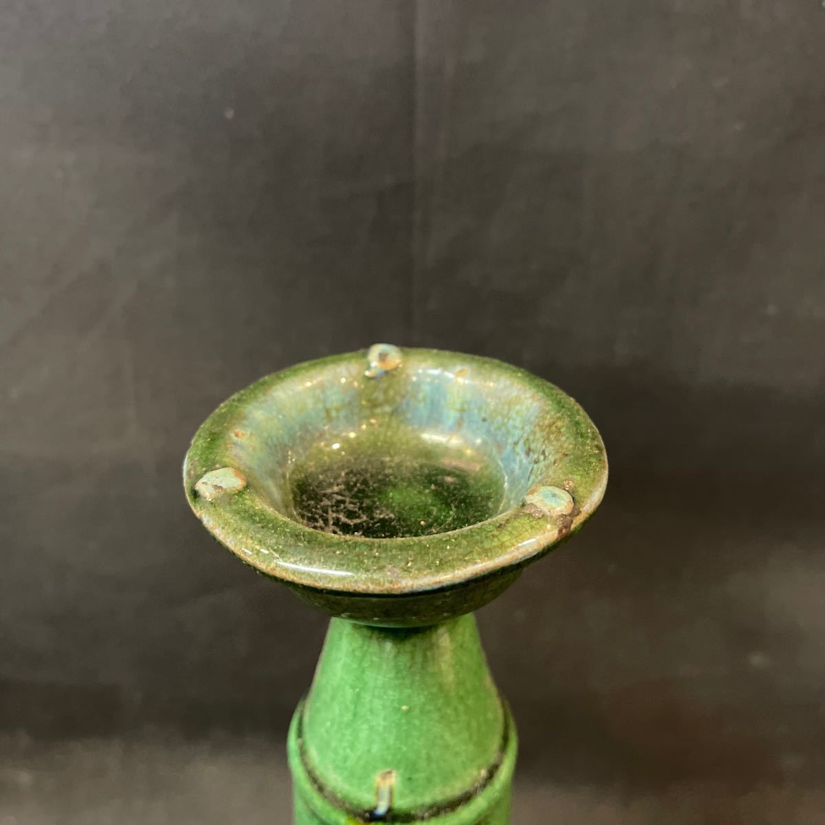 ◆陶磁器『緑釉燭台』　検：古陶磁器焼き物,陶芸,骨董_画像6