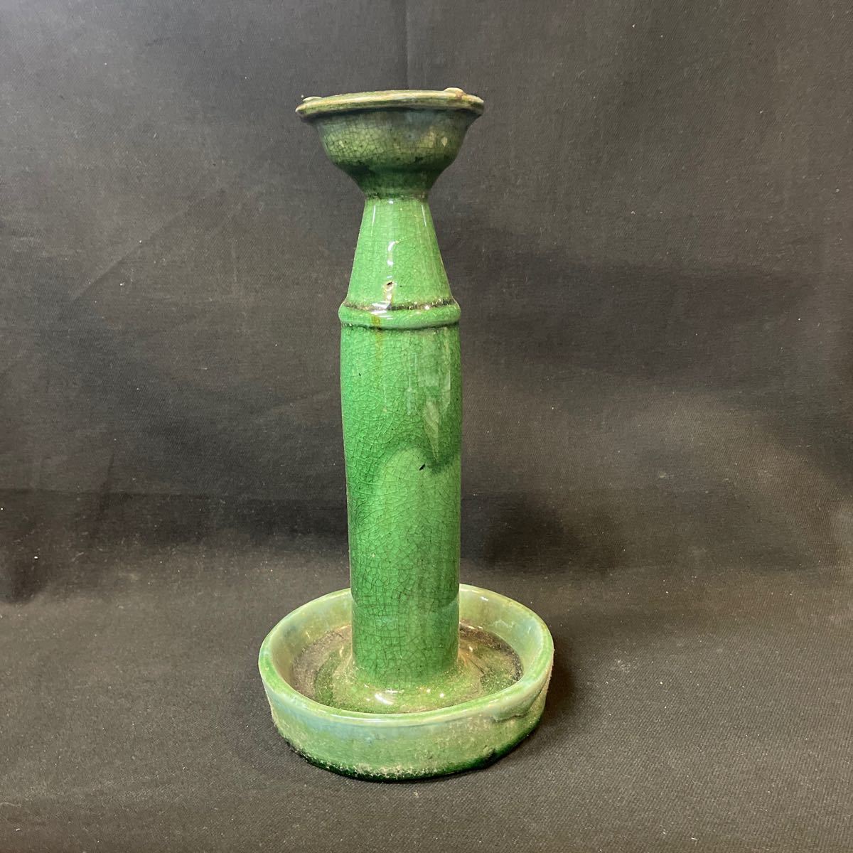 ◆陶磁器『緑釉燭台』　検：古陶磁器焼き物,陶芸,骨董_画像5