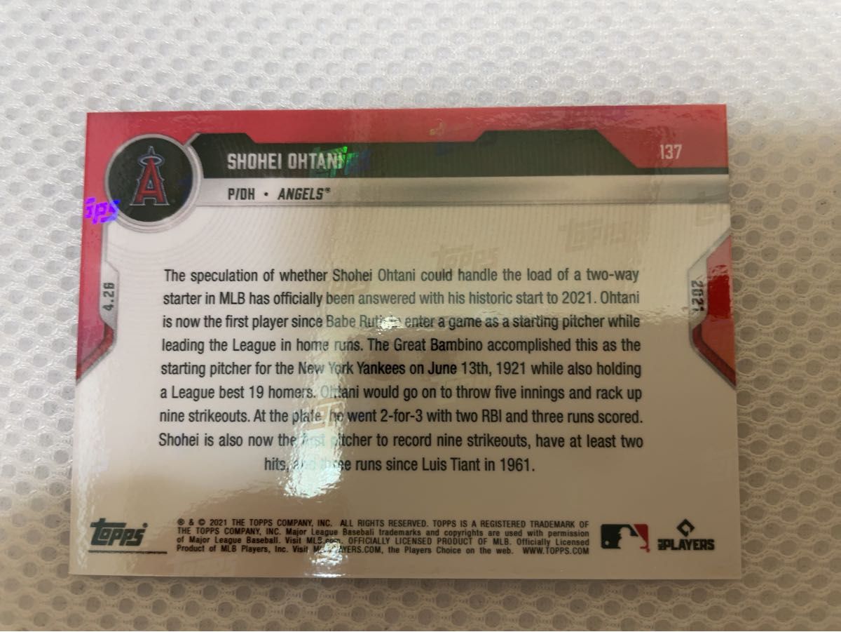 大谷翔平 - 2021 MLB TOPPS NOW Card 137