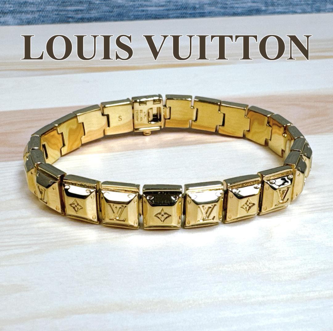 ルイヴィトン LOUIS VUITTON ブレスレット ブラスレ ナノグラム テニス M64565 ゴールド