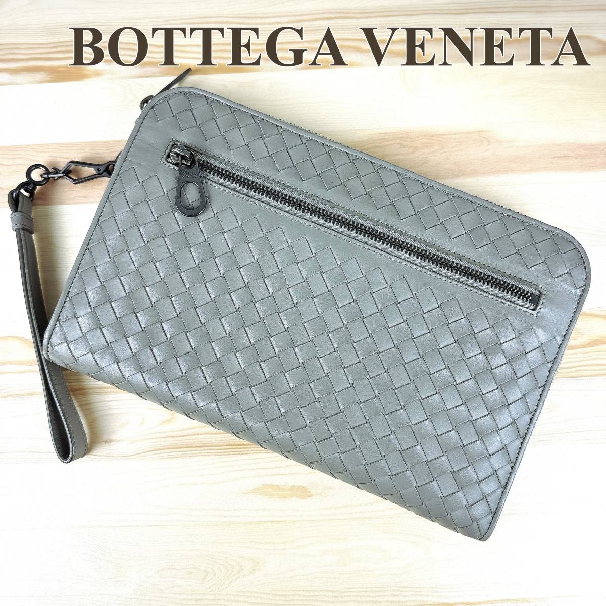 ボッテガヴェネタ BOTTEGA VENETA クラッチバッグ セカンドバッグ イントレチャート グレーの画像1