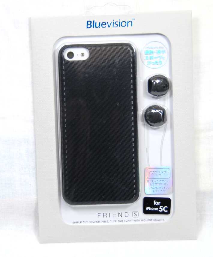 ♣ iPhone5c◆Bluevision イアホンパッド付ハードケース Carbon◆029y ♣の画像1