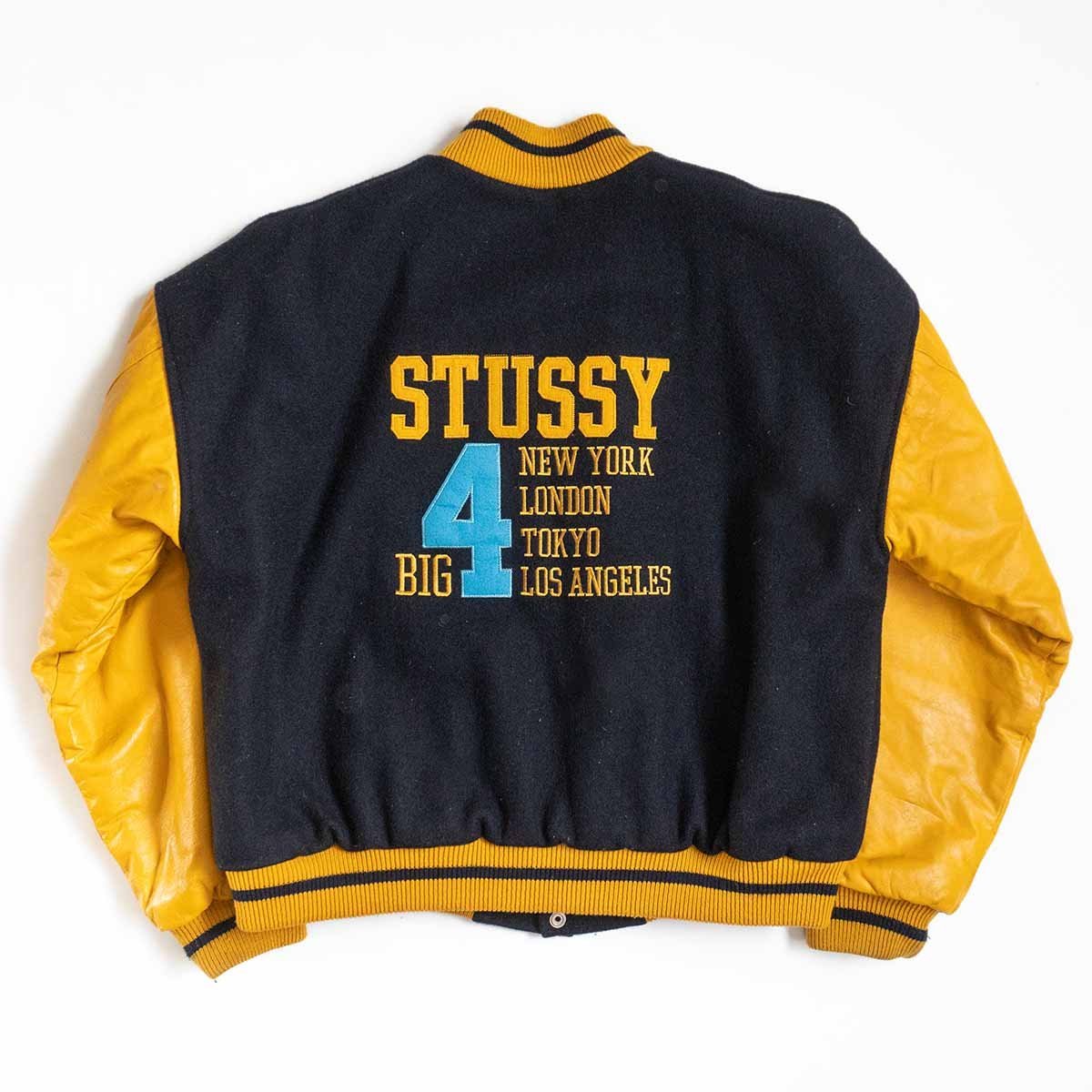 USA製/90s】OLD STUSSY【BIG4 レザー スタジャン】 S 90年代 4大都市