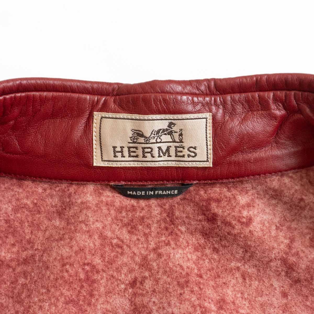 【高級品】 HERMES 【LAMBS SKIN LEATHER SHIRTS JACKET】39 15 1/2 オールド ラムレザー シャツ ジャケット エルメス 2401168_画像5