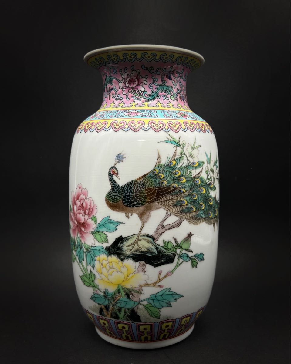 中国美術 中国景徳鎮製 花鳥詩文紋樣花瓶 花器|Yahoo!フリマ 中国美術 中国景徳鎮製 花鳥詩文紋樣花瓶 花器|Yahoo!フリマ