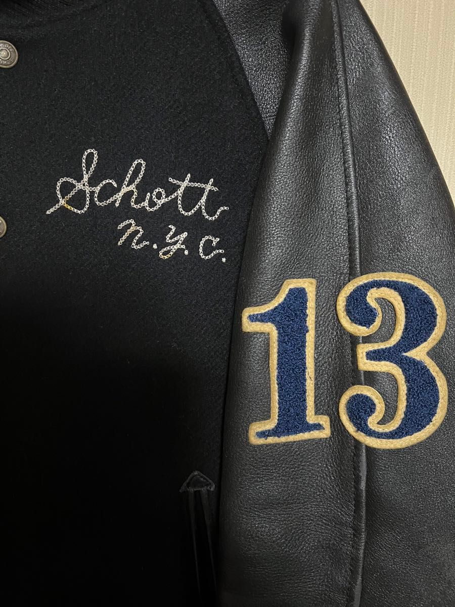 SCHOTT スタジャン Sサイズ 袖革