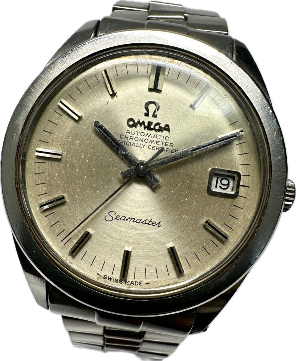 1円〜 Y 流通少 OMEGA オメガ シーマスター クロノメーター メンズ 自動巻き デイト ラウンドケース アンティーク 時計 92103852_画像1