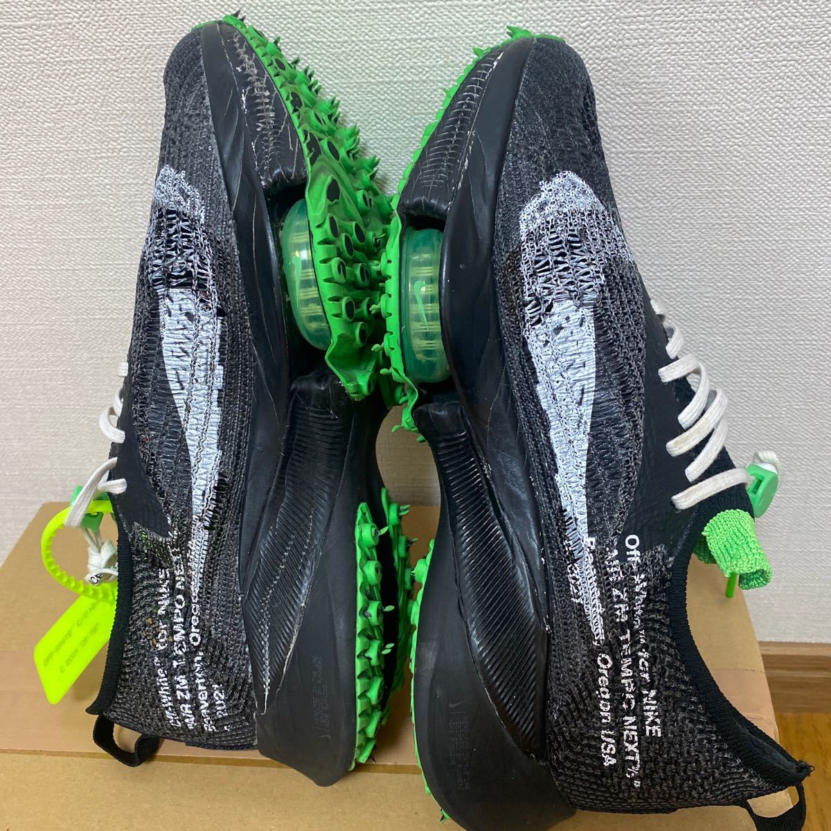 OFF-WHITE×NIKE オフホワイト ナイキ ズームテンポ ネクストパーセント 黒×白×黄緑 US9 27cm USED_画像5