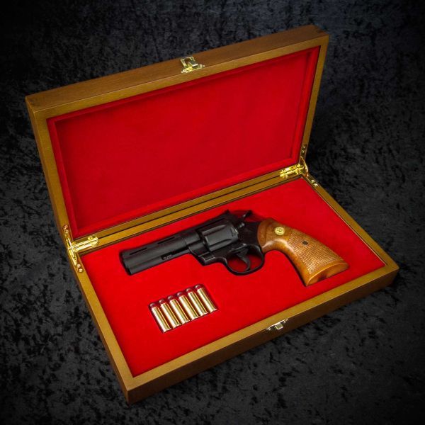 Colt パイソン(4inch)専用 高級木製化粧箱 (GUNケース) コレクションボックス (RedModel)