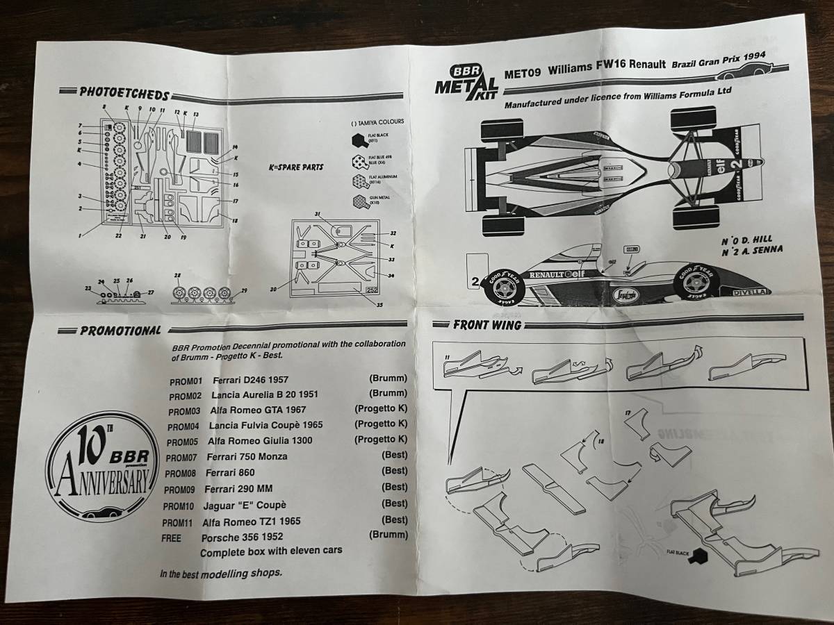 BBR Kit FW14 1994　Brazil GP 欠品なし _画像2