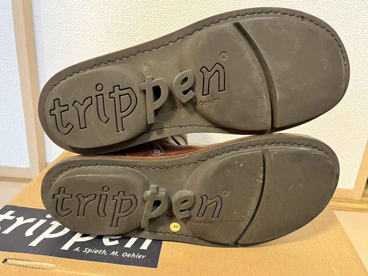 [ очень красивый товар ]trippen Trippen * кожа ботинки 42 чай Brown 26.5 27cm мужской оригинальная коробка есть 