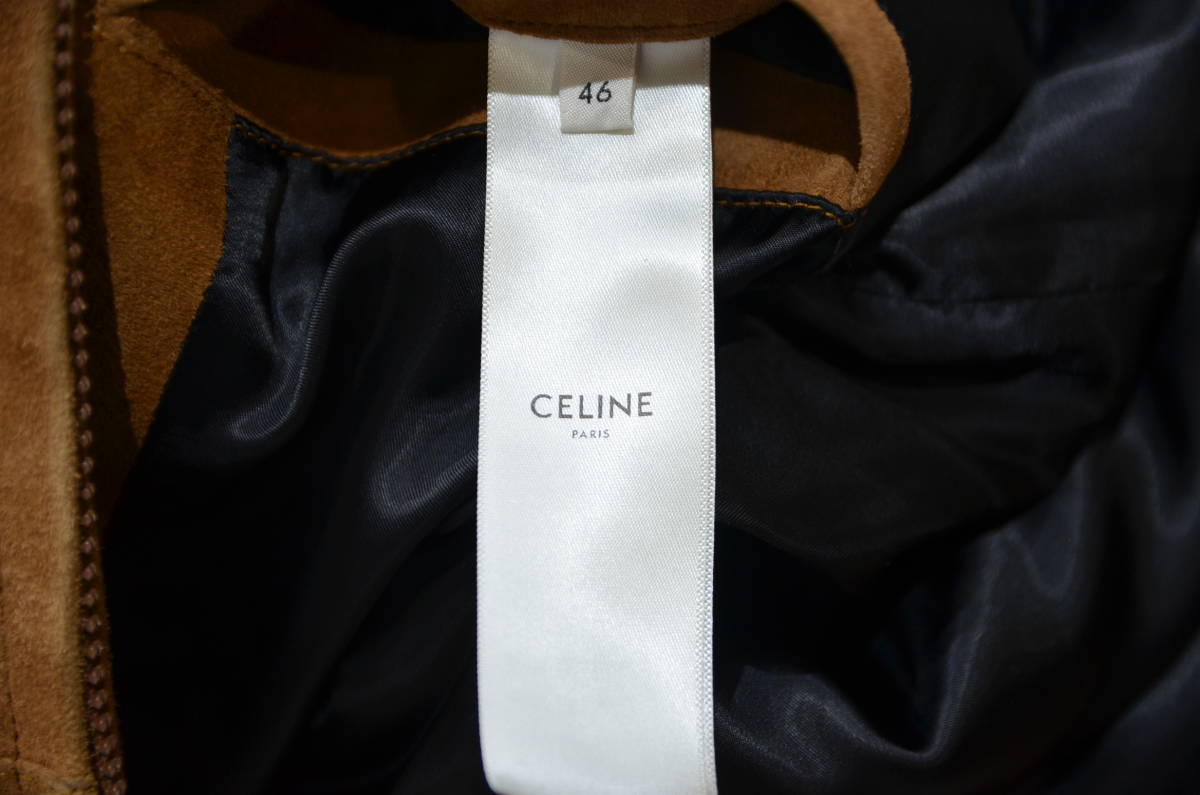 新品同様 タグ付き CELINE セリーヌ エディスリマン スエード レザー ブルゾン リブ ジャケット 46 Y-324039_画像4