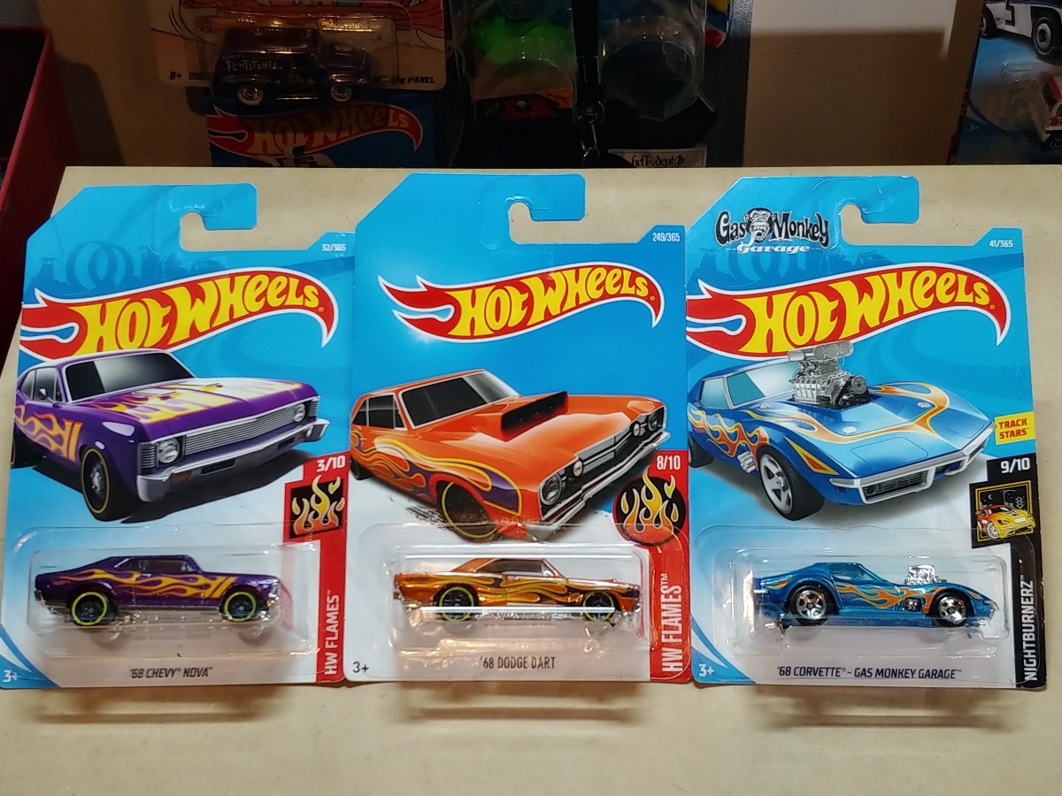 ホットウィール 3台セット フレイムス ガスモンキー GAS MONKEY アメ車 HotWheels_画像1