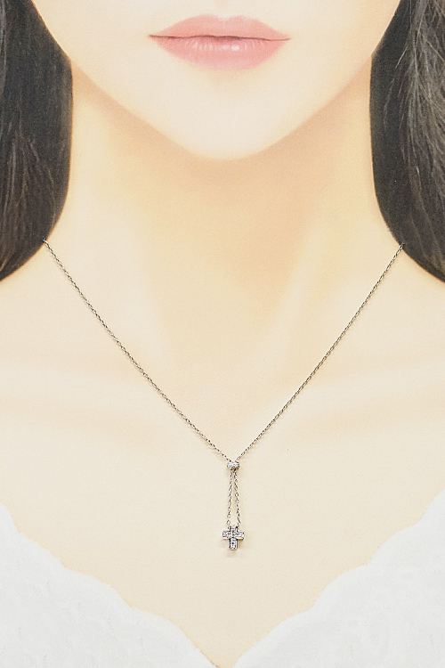  Star Jewelry diamond necklace K18WG Cross 10 character . swaying brand STAR JEWELRY free shipping beautiful goods used SH101976