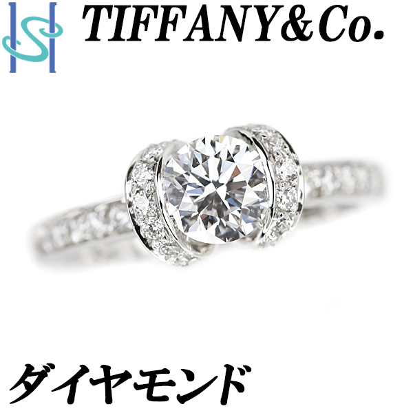 ティファニー ダイヤモンド リボン エンゲージメント リング Pt950 ブランド TIFFANY&Co. 送料無料 美品 中古 SH99841_画像1