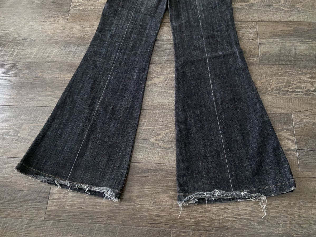 rare 00s japanese label tornado mart product manufacturing weathered black denim flare jeans archive lgb oberisk ifsixwasnine y2k_画像6