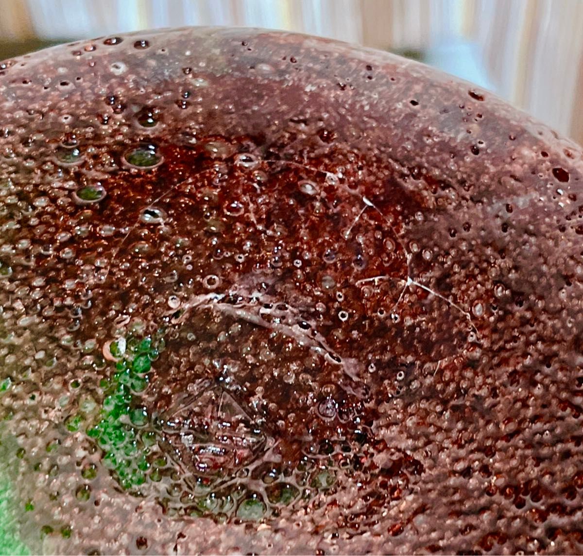 琉球ガラス 現代の名工 稲嶺盛吉 紅珊瑚緑泡筒花器