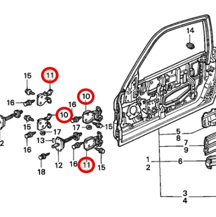 未使用 ホンダ 純正 CR-X シビック インテグラ フロント ドアー ヒンジ 上下セット 左右分 HONDA Genuine CIVIC INTEGRA Door hinge set_画像2