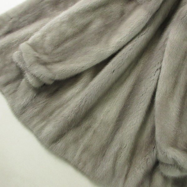 r6f011506★毛綺麗でなめし柔らかめ L fur サガミンク SAGA MINK サファイヤミンク 8分丈コート 着丈79cm F_画像6