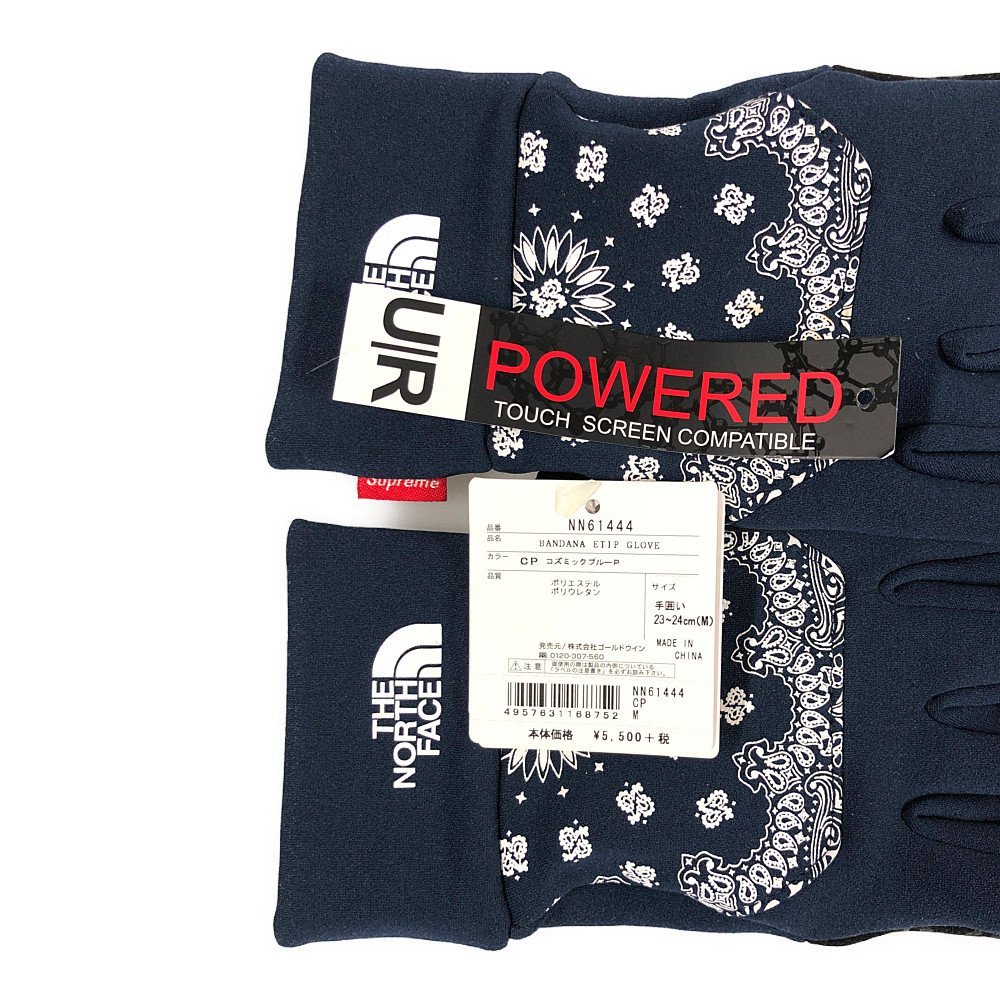 SUPREME シュプリーム 品番 NN61444 BANDANA ETIP GLOVE バンダナ グローブ 手袋 コズミックブルー 23~24(M) 正規品 / 33163_画像9