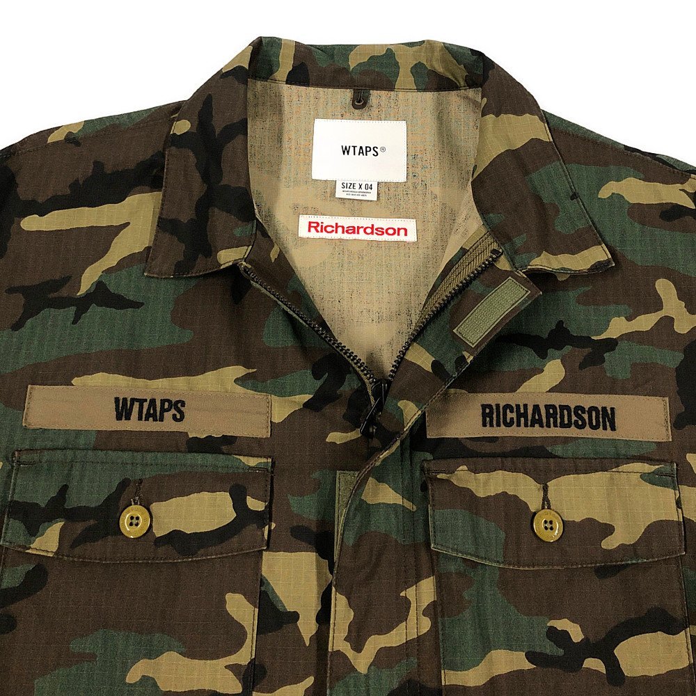 WTAPS ダブルタップス×RICHARDSON リチャードソン 20AW BUDS LS / COTTON. RIPSTOP. CAMO. シャツジャケット 迷彩 サイズ4 正規品 / 32736_画像6