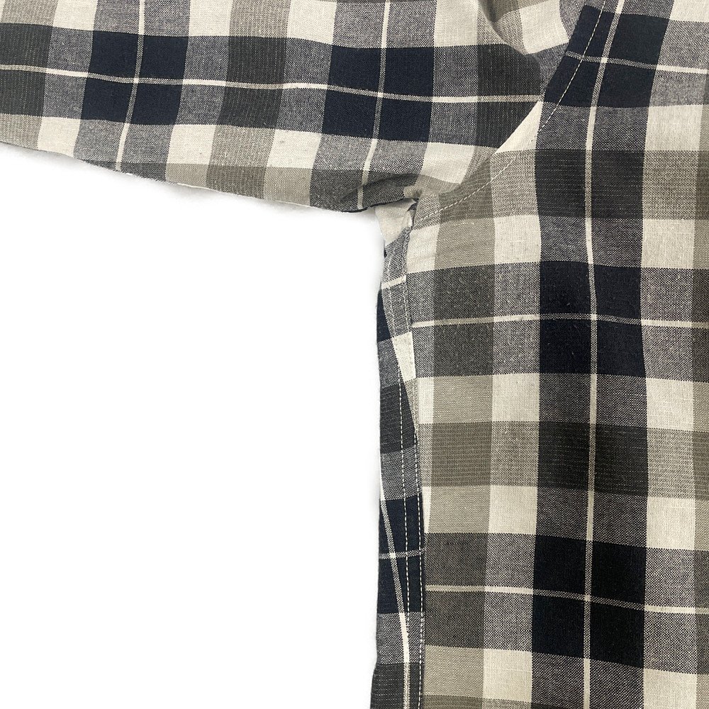 NANO UNIVERSE ナノユニバース リネン混 チェックシャツ 長袖シャツ 黒×白 サイズL 正規品 / B4399_画像4