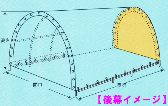 パイプ倉庫 後幕 GR-189 替えシート GR-189用張り替え幕GR グレー 南栄工業 代引き可_画像2