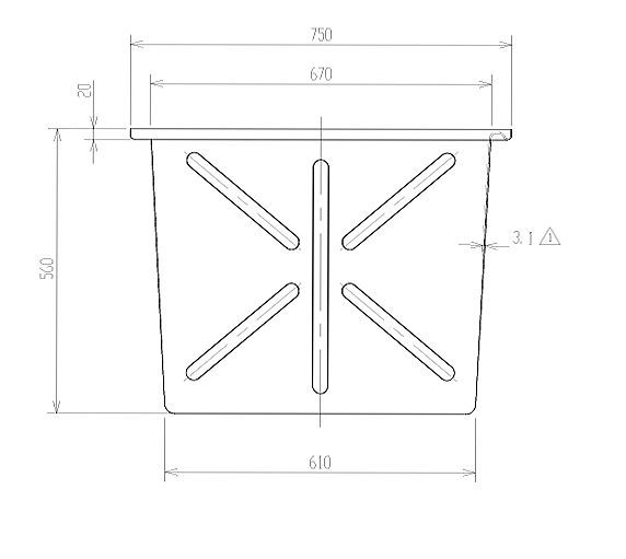 スイコー 角型容器 K型 K-150 150L オレンジ 専用フタ付き 目盛り付 農作物 水産物 出荷仕分 [個人様宅配送不可]_画像4