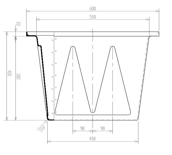 スイコー 角型容器 K型 K-100 100L オレンジ 専用フタ付き 目盛り付 農作物 水産物 出荷仕分 [個人様宅配送不可]_画像5