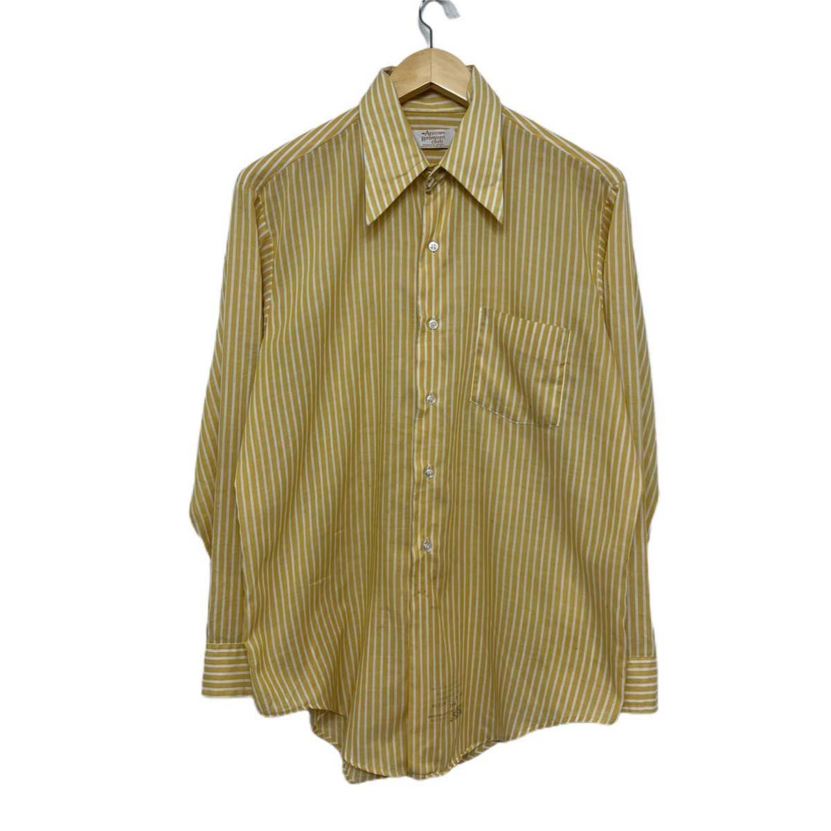 【 ARROW 】 70s ビンテージ ストライプ 柄 シャツ イエロー stripe l/s shirt vintage USA