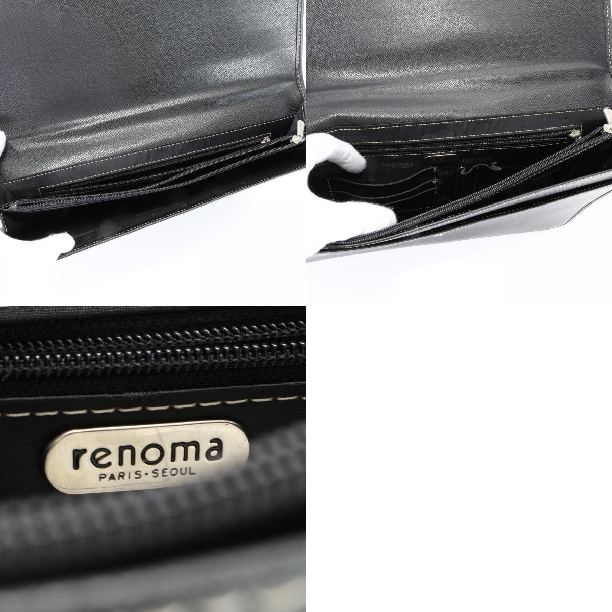 1円■美品■renoma レノマ■ビジネス バッグ 書類鞄 ブリーフケース トート 通勤 レザー 本革 ブラック 黒 紳士 A4 メンズ MHM K4-6_画像10