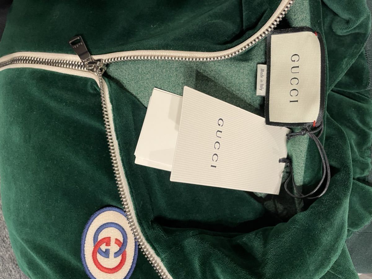 【未着用新品】正規品 GUCCI サイズL トラックジャケット ベロア 緑 グリーン グッチ　ジャージ_画像8