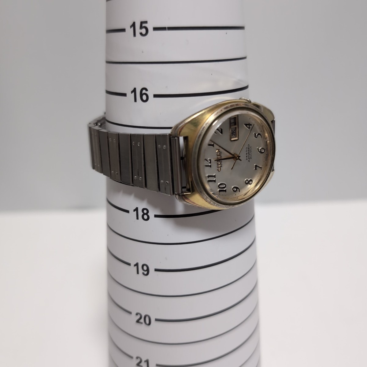 E216　CITIZENシチズン LEOPARDレオパード 4-770498Y 自動巻式 24石 28800 シルバーゴールド 腕時計 中古品 稼働品_画像10