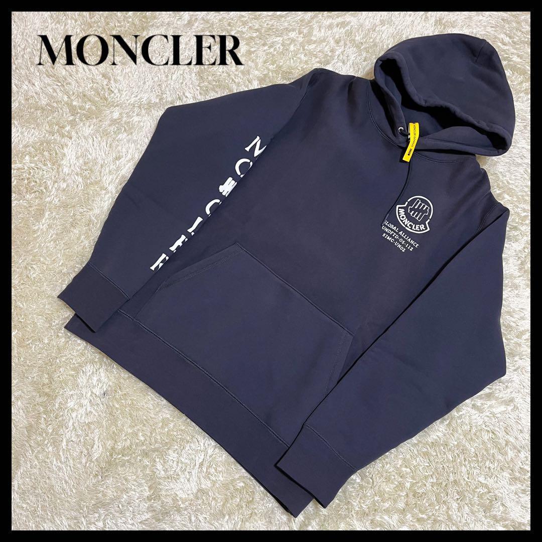 新品同様　MONCLER Genius fragment モンクレール　ジーニアス　フラグメント　パーカー ロゴ XL　メンズ　ネイビー　ビッグロゴ