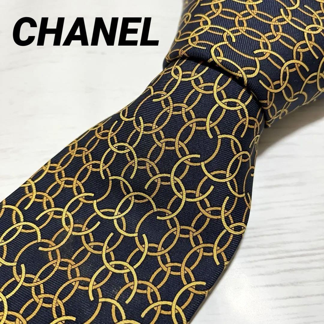 送料無料 美品 シャネル CHANEL ネクタイ シルク100% 金ココ 送料無料 美品 シャネル CHANEL ネクタイ シルク100% 金ココ