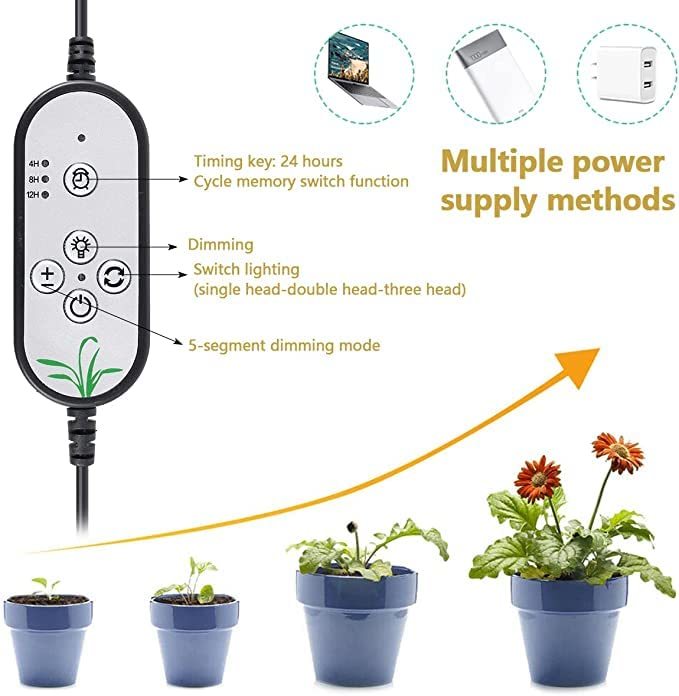 LED クリップ式 植物育成 室内栽培ランプ ２灯式 USB対応 防水_画像4