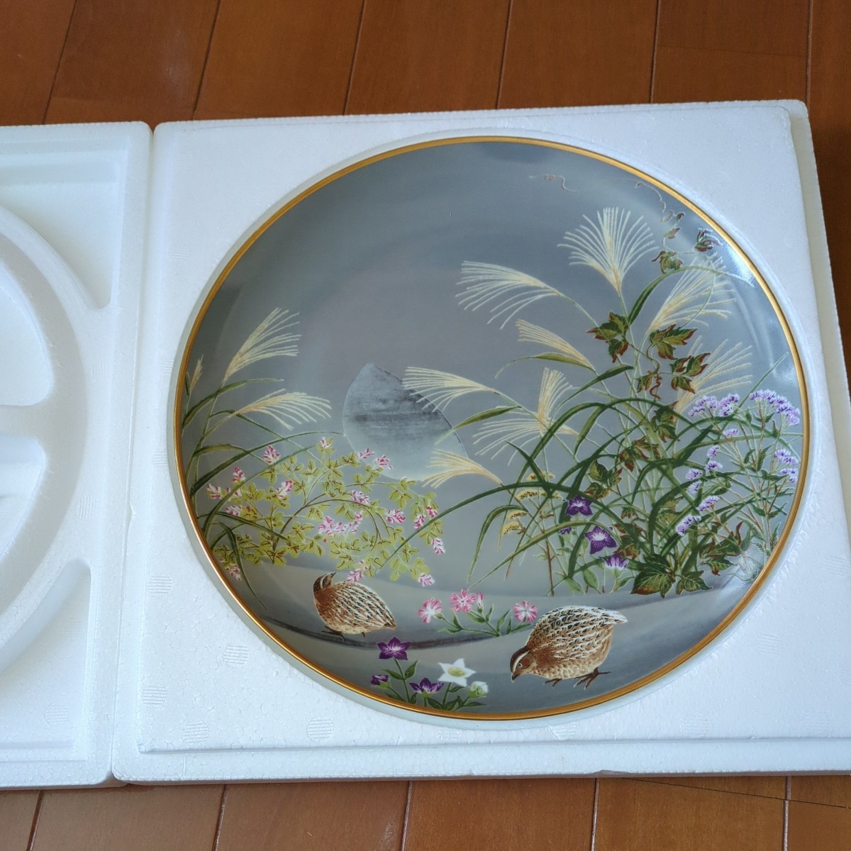 フランクリン ポーセリン 野畑直子 花鳥12ヶ月 長月 絵皿 飾り皿 の画像1