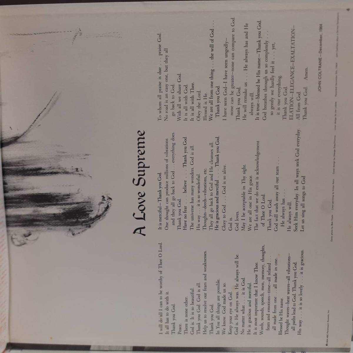 高音質DMM！日本MCA盤LP帯付き ドイツ直輸入盤 John Coltrane /A Love Supreme 1983年 Impulse! P-5910ジョン・コルトレーン 至上の愛 OBI_画像6