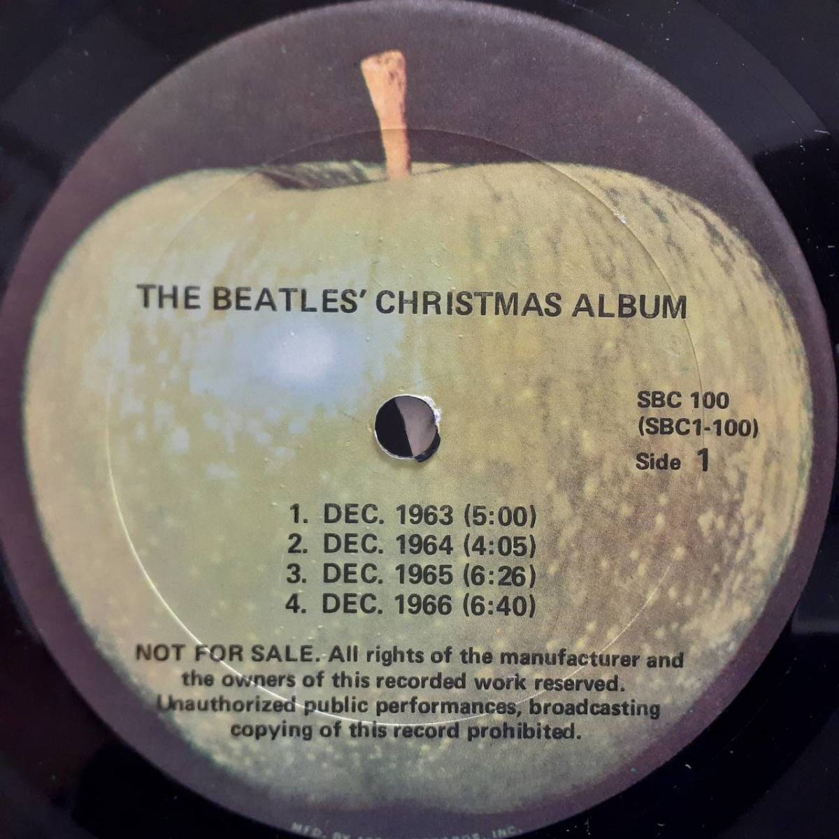 レア非売品PROMO米APPLE盤LP！Bell Sound刻印あり！Beatles / Christmas Album1980年代プレス？SBC 100 ビートルズ クリスマス John Lennon_画像2