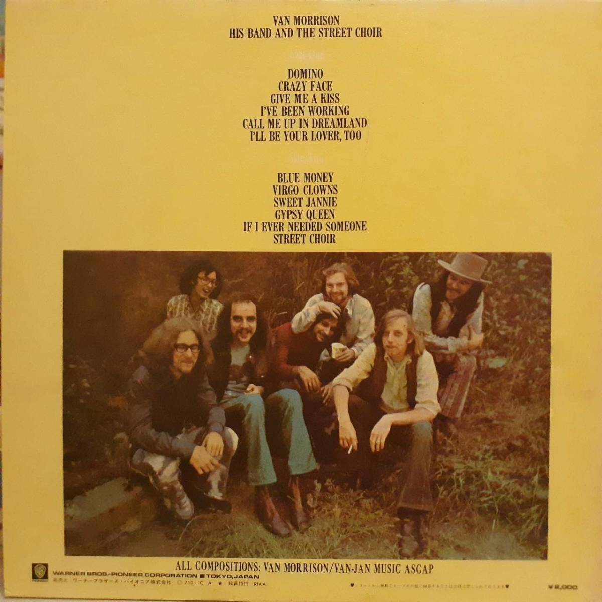 日本WARNERオリジLP帯付き 初版 緑ラベル Van Morrison / His Band And The Street Choir 1971年 P-8021W ヴァン・モリソン Domino ドミノ