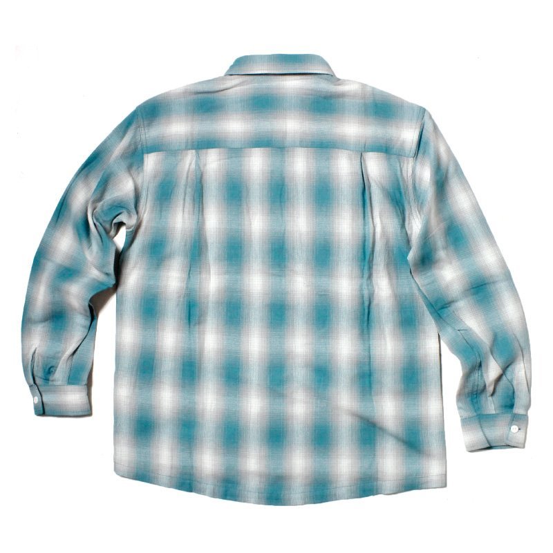新品 BIGMIKE ビッグマイク オンブレチェックシャツ シャドーチェックシャツ ライトネルシャツ 長袖 ミント/ホワイト 水色 L_画像2