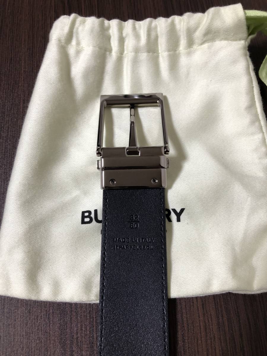 【美品】BURBERRY バーバリー リバーシブル ヴィンテージチェック ブラック レザーベルト 32インチ_画像3