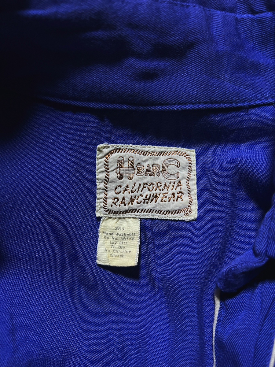 50s ヴィンテージ H bar C CALIFORNIA RANCHWEAR 刺繍 レーヨン ウエスタンシャツ 長袖シャツ 1950s USA製 HbarC_画像3