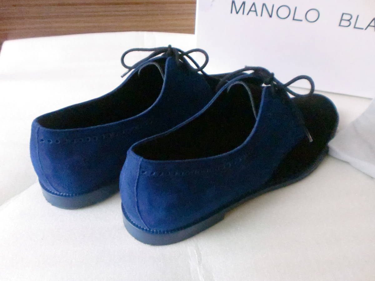  Manolo Blahnik 38 race up shoes piola blue black beautiful goods manolo blahnik