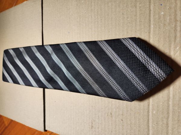 [ almost unused ]GIORGIO ARMANI Armani necktie black stripe men's 