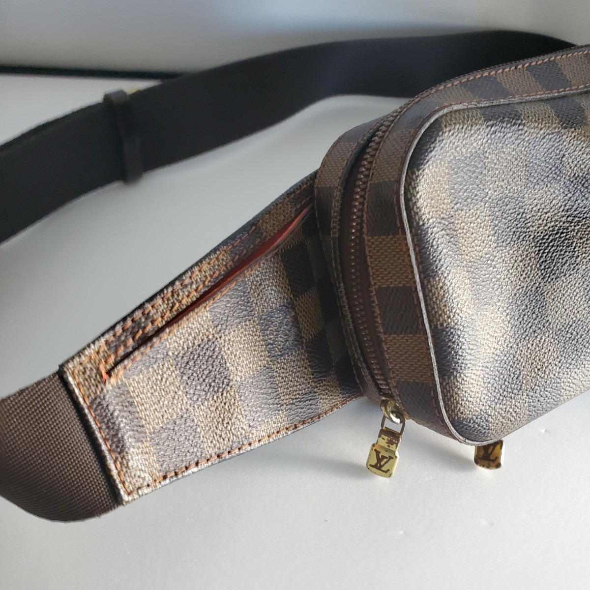 B18 美品 Louis Vuitton ルイヴィトン ボディバッグ ジェロニモス ダミエ ウエスト ショルダー メンズ 1円スタート_画像3