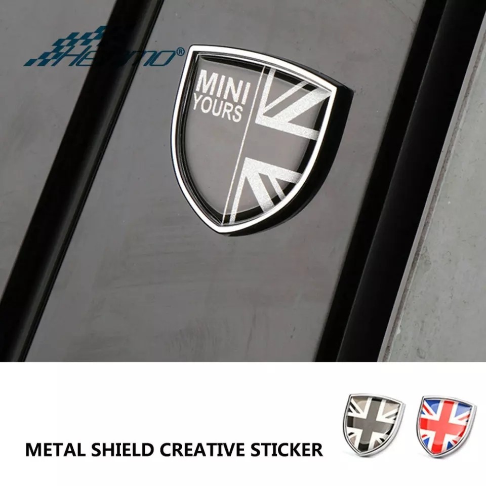 BMW MINI ミニクーパー　英国旗　ブラック YOURS ユニオンジャック エンブレム メタル ステッカー　_画像3