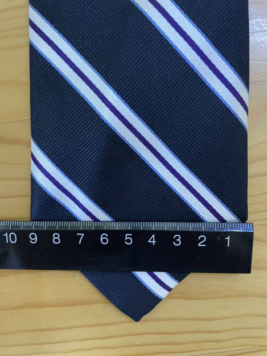 [ unused ]CHAPS stripe necktie made in Japan navy stripe high class silk 100% large . approximately 9cm